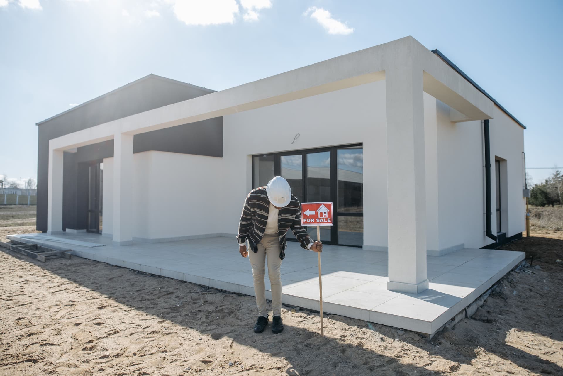 New residential building exterior after construction