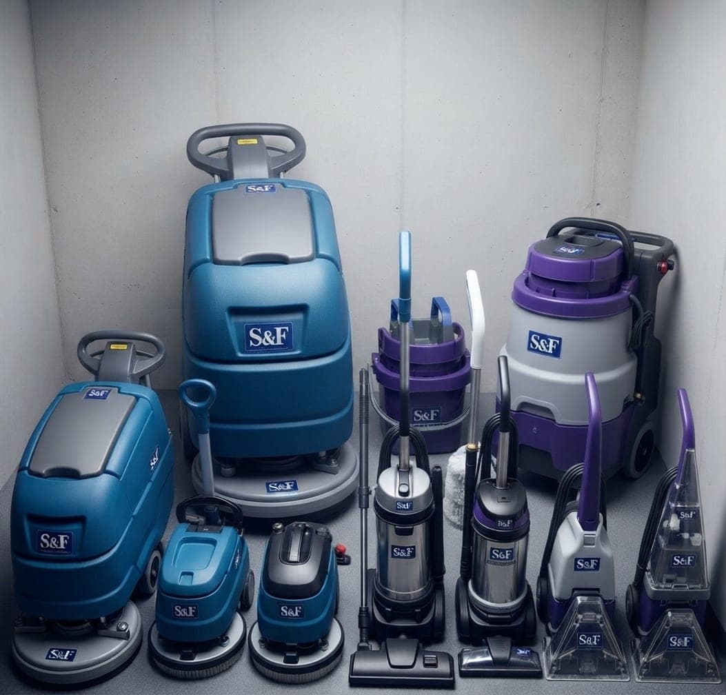 Shai & Fortuna cleaning tools and equipment — scrubbers, vacuums and professional machines