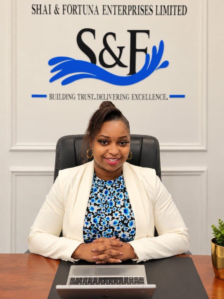Sharon Mwendwa Murithi, founder of Shai & Fortuna Enterprises Limited, at the company office
